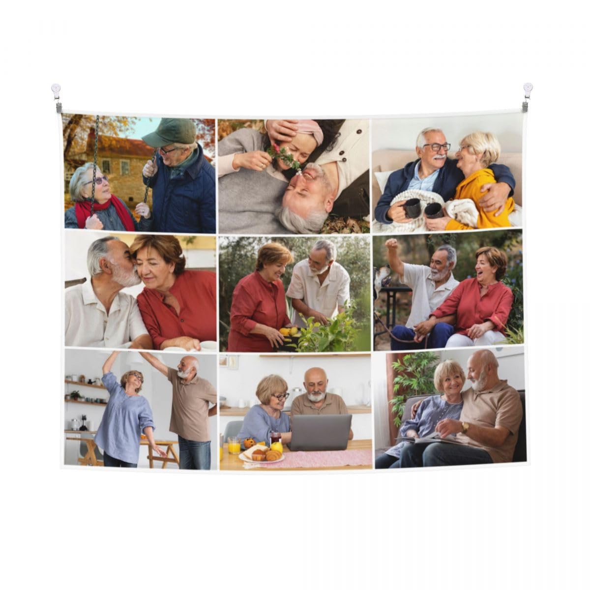 YIJIUWKIS Custom Tapestry Add 2 to 10 Photos & Any Text Personalized Wall Hanging Large Backdrop Room Decoration Wedding, Anniversary Birthday Gifts for Women Girls Boys Men, 80x60in, 9 Images