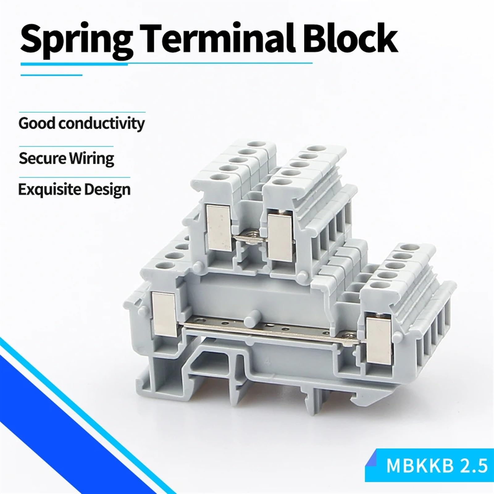 MBKKB-2.5 Bloque de terminales de carril Din, conector de 10 Uds., conexión de tornillo de doble capa, contacto, Conductor de cable eléctrico MBKKB2.5