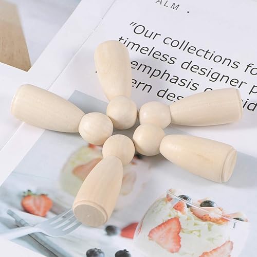 Miniatura 9 de Kisangel 20 piezas de clavijas de bricolaje con cuerpo de madera de ángel, clavijas de madera sin terminar para manualidades, formas para artes y