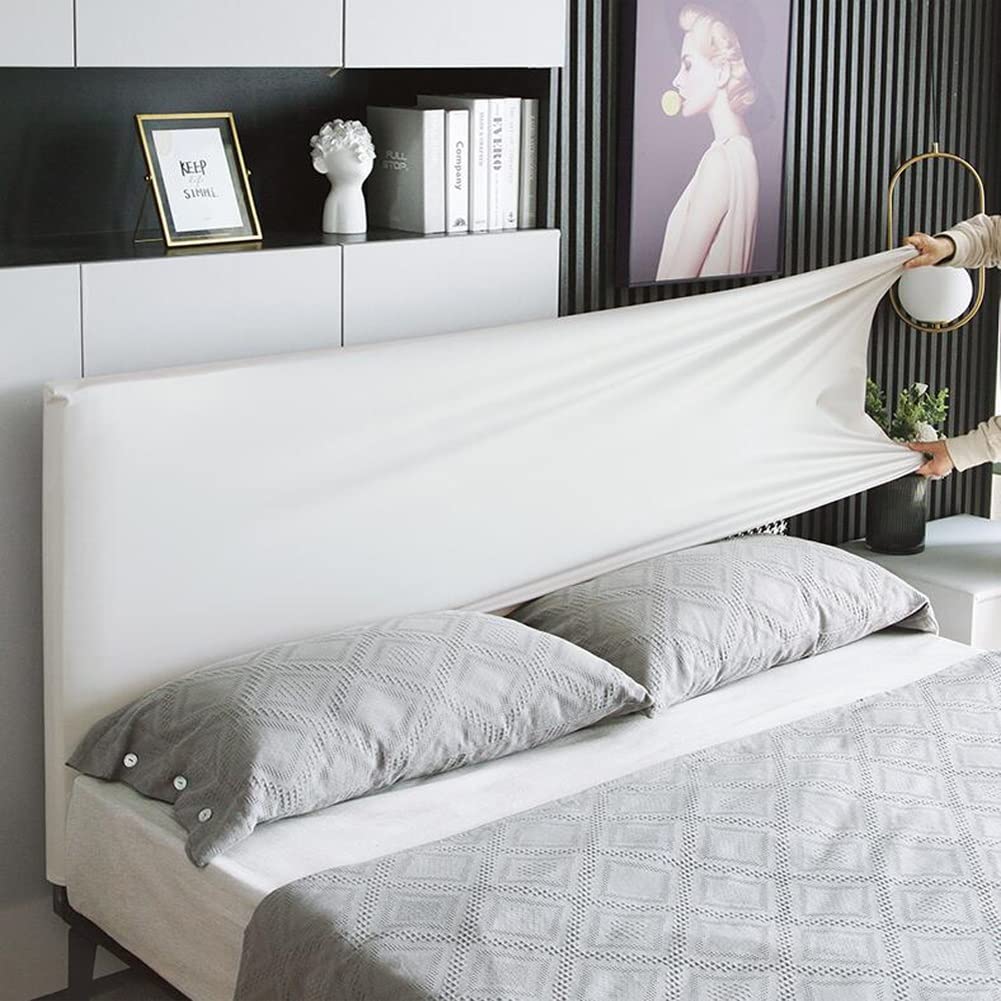 Copritestiera Letto Matrimoniale Ecopelle Copri Testata Letto Matrimoniale/Singolo Una Piazza E Mezza Elastica Universale Copertura Per Testiera Per Letto Protezione ( Color : Beige white , Size : 110