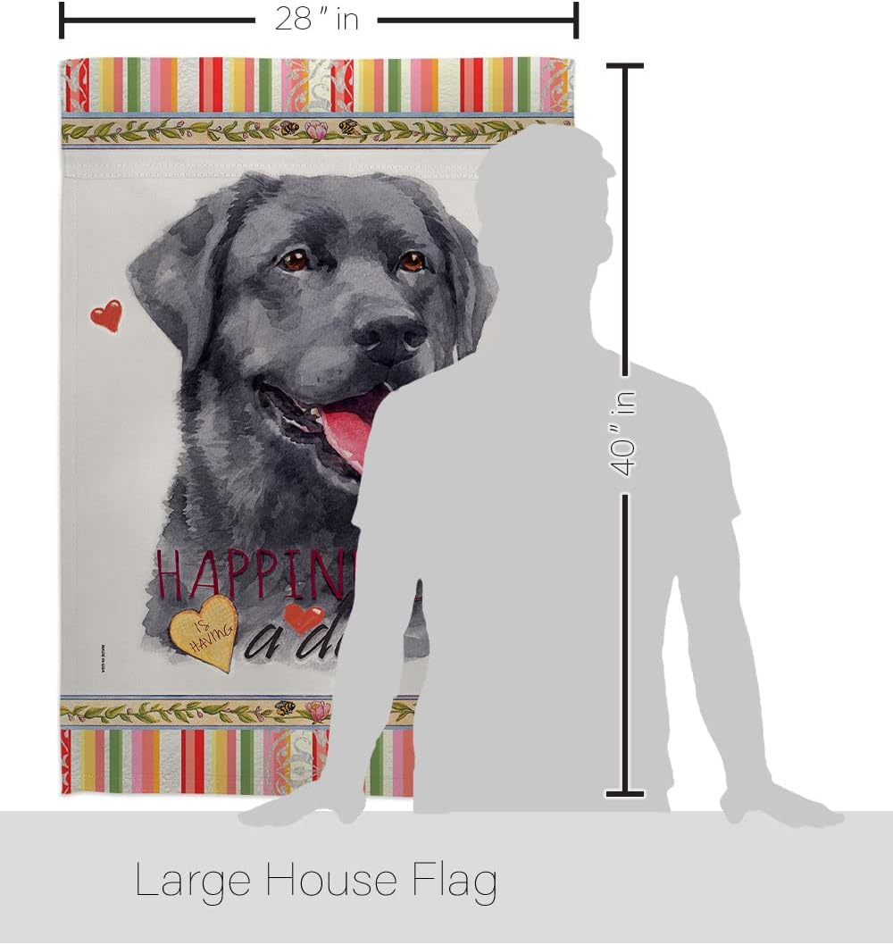Breeze Decor Labrador Happiness House Flag Dog Puppy Spoiled Paw Canine Fur Pet Nature Farm Animal Creature Decoration Banner Small Garden Yard Gift Double-Sided, Made in USA