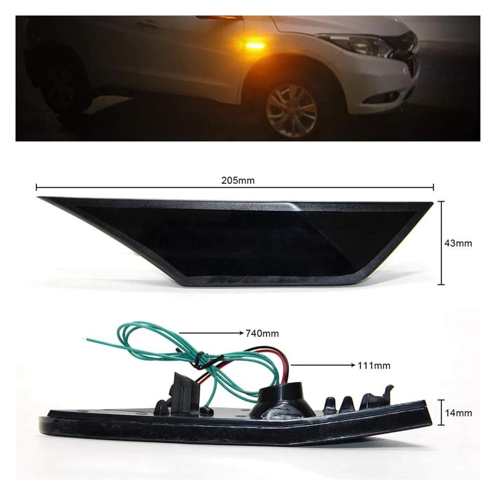 Elevador Modificado, Ahumado Brillante, Negro, Amarillo, Azul y Amarillo, Blanco y Amarillo. Luz de señal de Giro LED dinámica, luz Intermitente secuencial en el Espejo retrovisor