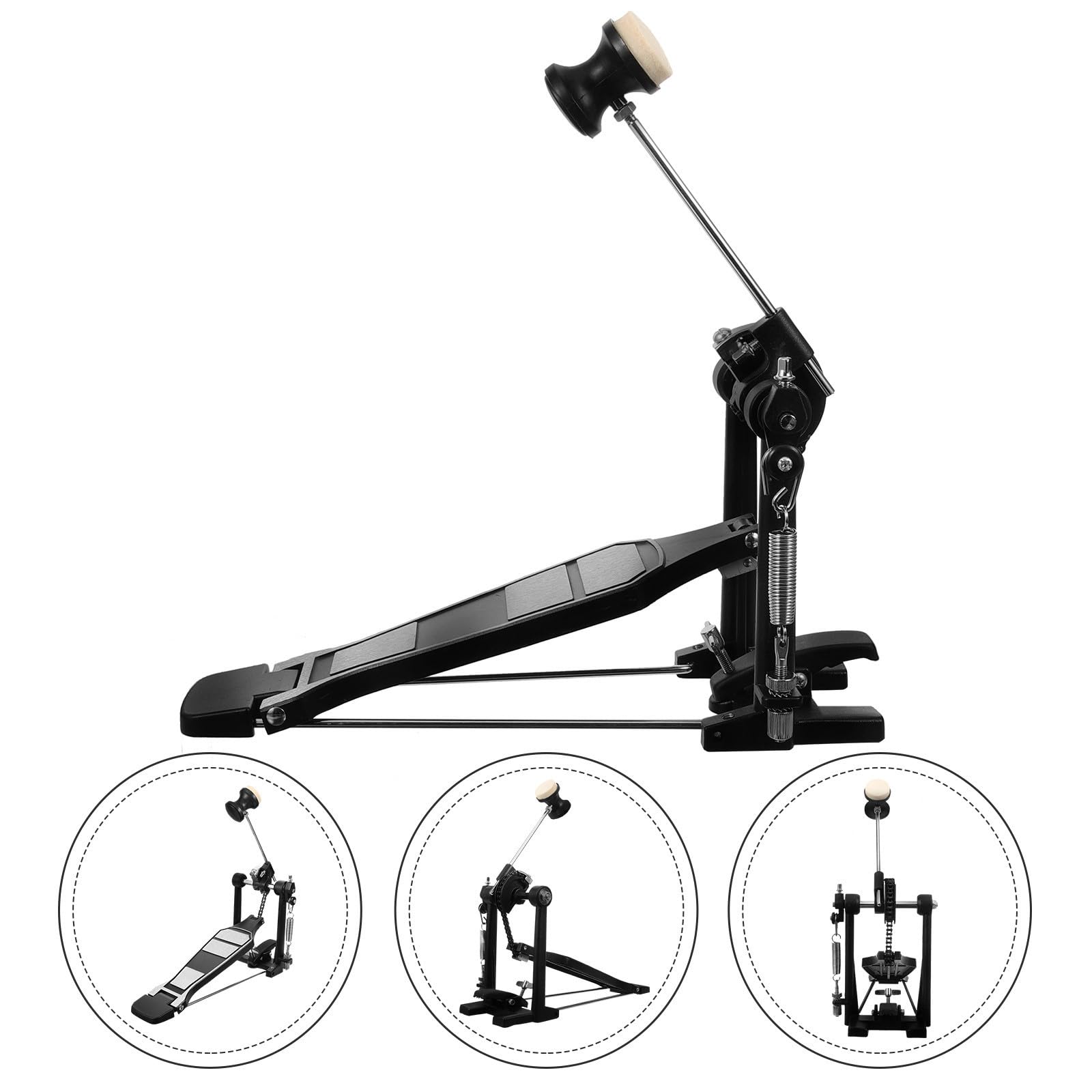 VOSAREA Pedal de Batería Simple de Aleación de Aluminio Tensión de Resorte Ajustable y Base Ancha, Accesorio para Bombo Adecuado para Práctica y Batería Jazz