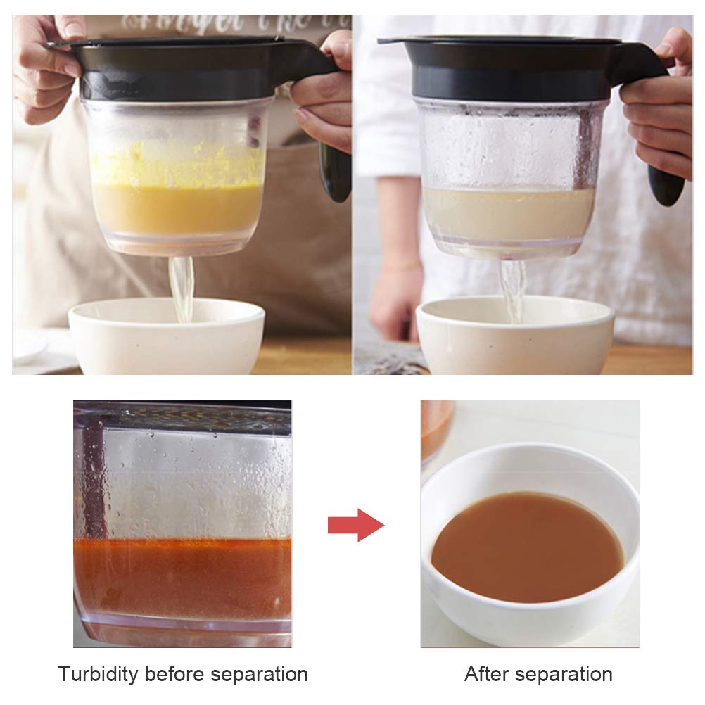 Separator tłuszczu z dolnym uwalnianiem, Separator do sosów na 4 szklanki do gotowania z sitkiem do oleju, Separator tłuszczu do gadżetów kuchennych, Miarka do oddzielania oleju zupy, Separator tłuszc