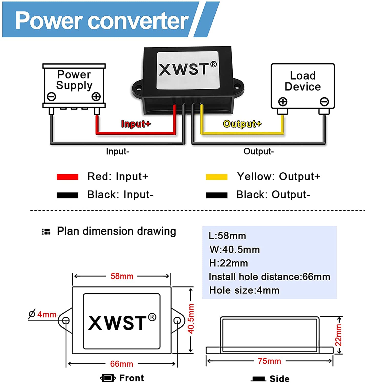 48V 12V Wandler DC Spannungswandler 36V/48V auf 12V 5A 60W Auto Netzteil Wandler Konverter Transformator Trafo Adapter Breit Eingang für Auto Motor LKW PKW Kfz Boot