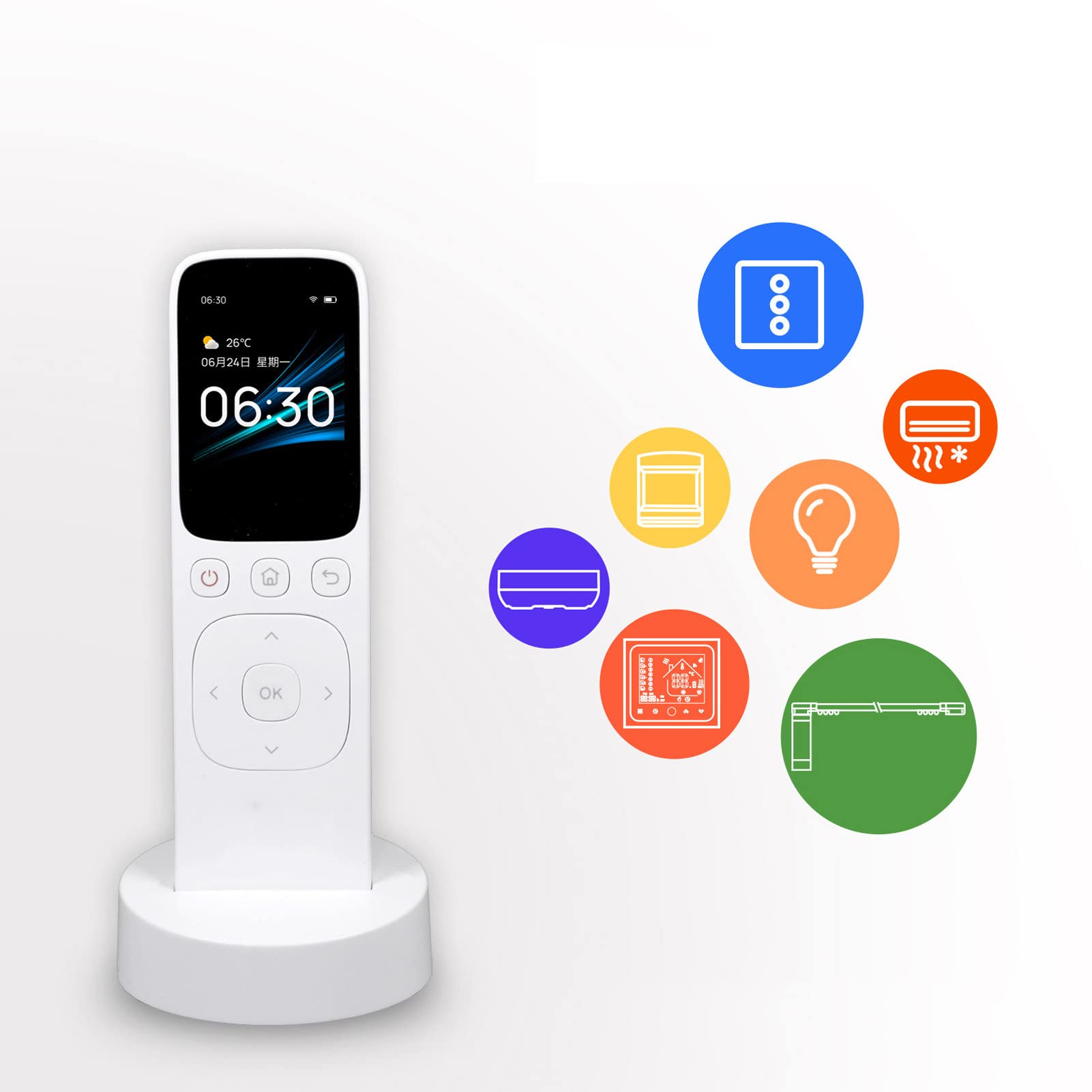 Eujgoov WLAN-Fernbedienung, ABS-Material, eine Taste für Smart Home-Geräte, Zentralisierte Steuerung, Wiederaufladbar mit LCD-Bildschirm, Geeignet für Smart Home Experience