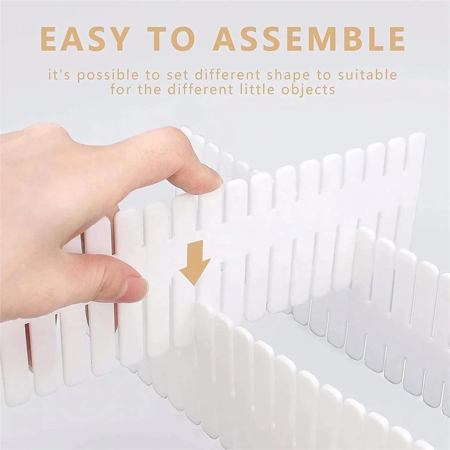 12/20/40 Pcs Adjustable Drawer Divider Storage Organizer Cabinet Separator For Socks Underwear Makeup Kitchen Dresser For Clothes(White-20PCS)