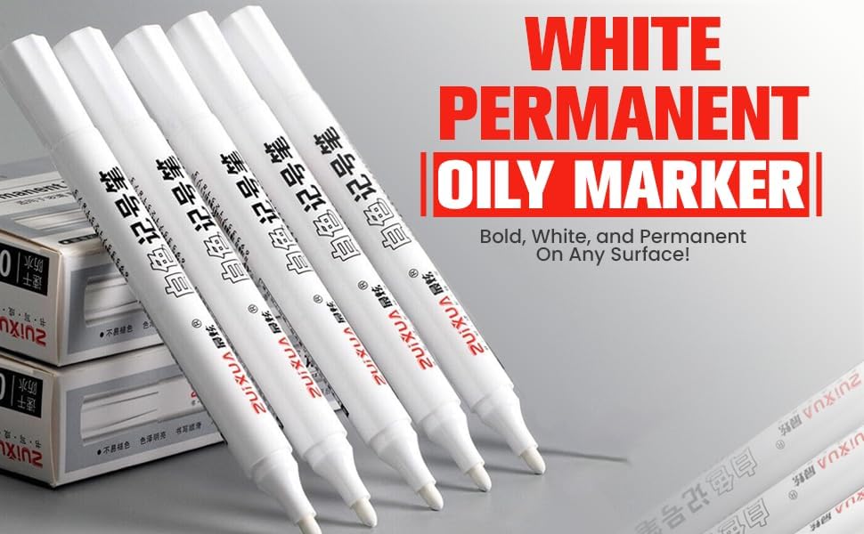Image of like it 2pcs Waterproof White Permanent Paint Pen Fine | Oily Marker Pens for Rock Painting, Stone, Canvas, Glass, Metal, Ceramic & Tire | Perfect for Artistic Creations (2, White)