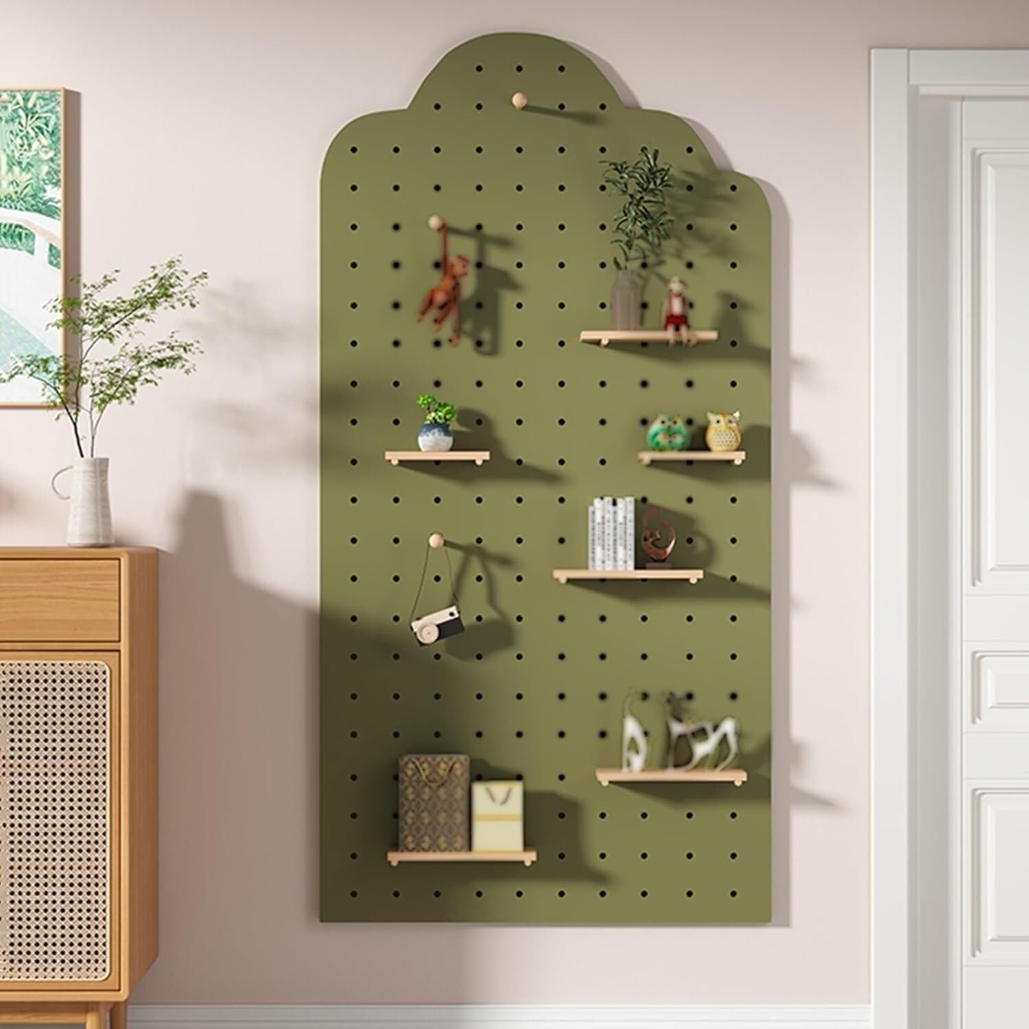 Pegboard Peg Hooks Assortment Organizer Accessory Pegboard Wall Organizer Wall Mounted Storage Arrange System Kit for Office Storage(White,60x120cm)