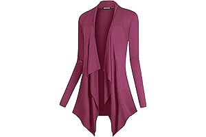 Fuchsia Drape Front Open Cardigan with Irregular Hem