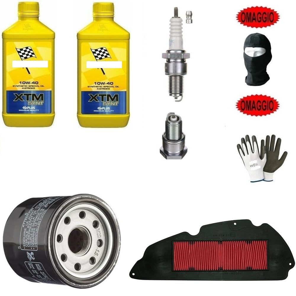 Compatible con Peugeot SPEEDFIGHT 50 Kit DE Servicio para Scooter B-(ARDAHL) Aceite SINTÉTICO 2LT 10W-40 XTM+FILTROS+Cambio DE BUJÍAS LUBRICANTE DE Motor DE Alto Rendimiento Mantenimiento