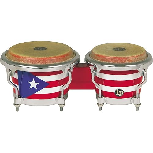 LPM199-PR LPMC Mini Tunable Puerto Rican Flag Wood Bongos