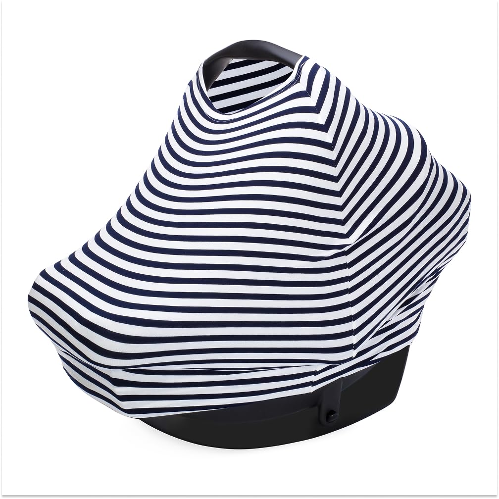 Parker Baby Co. Multi-Use Cover: Carseat Cover, Nursing Cover - Navy Stripe
