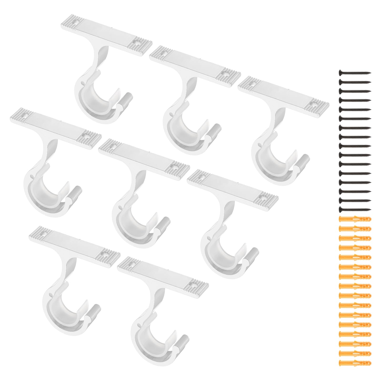 sourcing map 8 soportes para barra de cortina de techo, soporte de barra de cortina individual de 85 mm para poste de 1 pulgada, ganchos gruesos para colgar en la pared con tornillos, color blanco