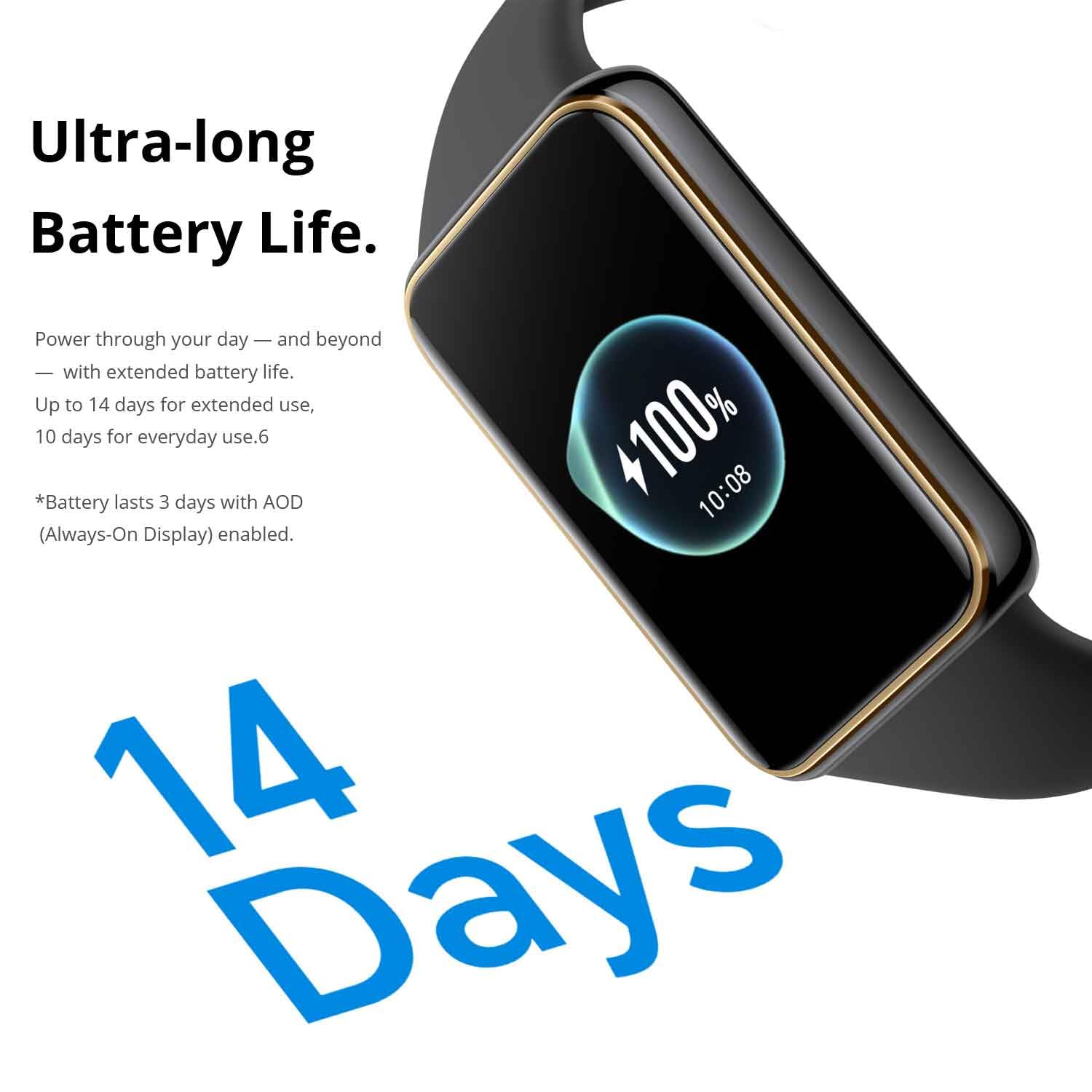 HONOR Band 10 Smartwatch Schwarz, 1,57 Zoll AMOLED 60 Hz Smartwatch, 96 Sportmodi, Herzfrequenz, SpO2, 14 Tage Standy, 5 ATM, kompatibel mit Android- und iOS-Systemen