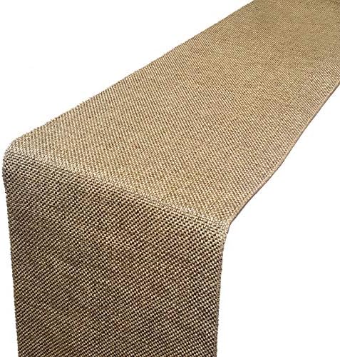 PARFAIR DESSIN 13x72 inch 6Ft Burlap Jute Textured Polyester High Density 650 GSM Fabric Table Runner Dresser Dining Wedding Party Fall Decorations: Natural