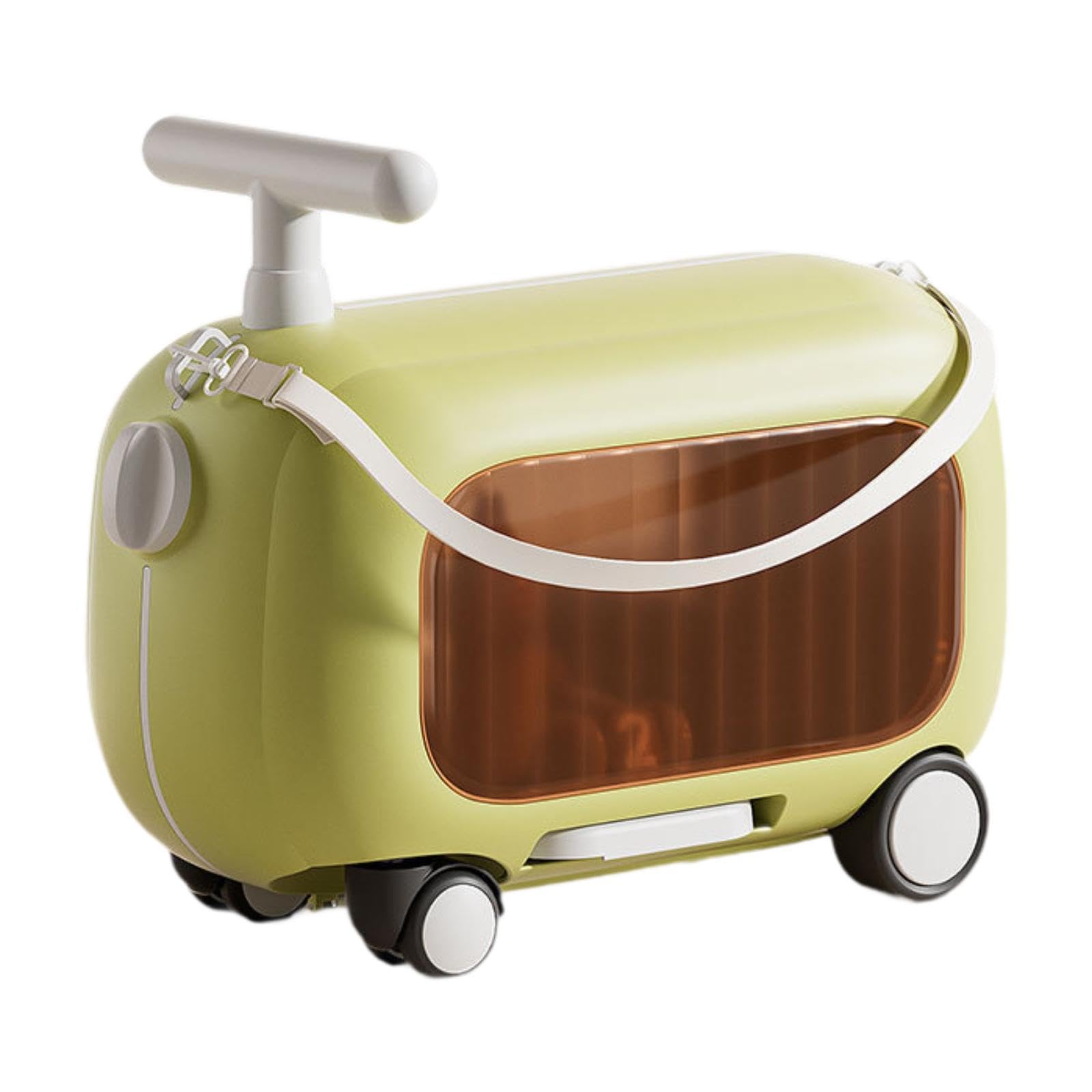 Valigia Da Cabina per Bambini con Seduta Integrata con Ruote Cinghia Regolabile E Scomparto Trasparente Adatto per Aereo con, Verde