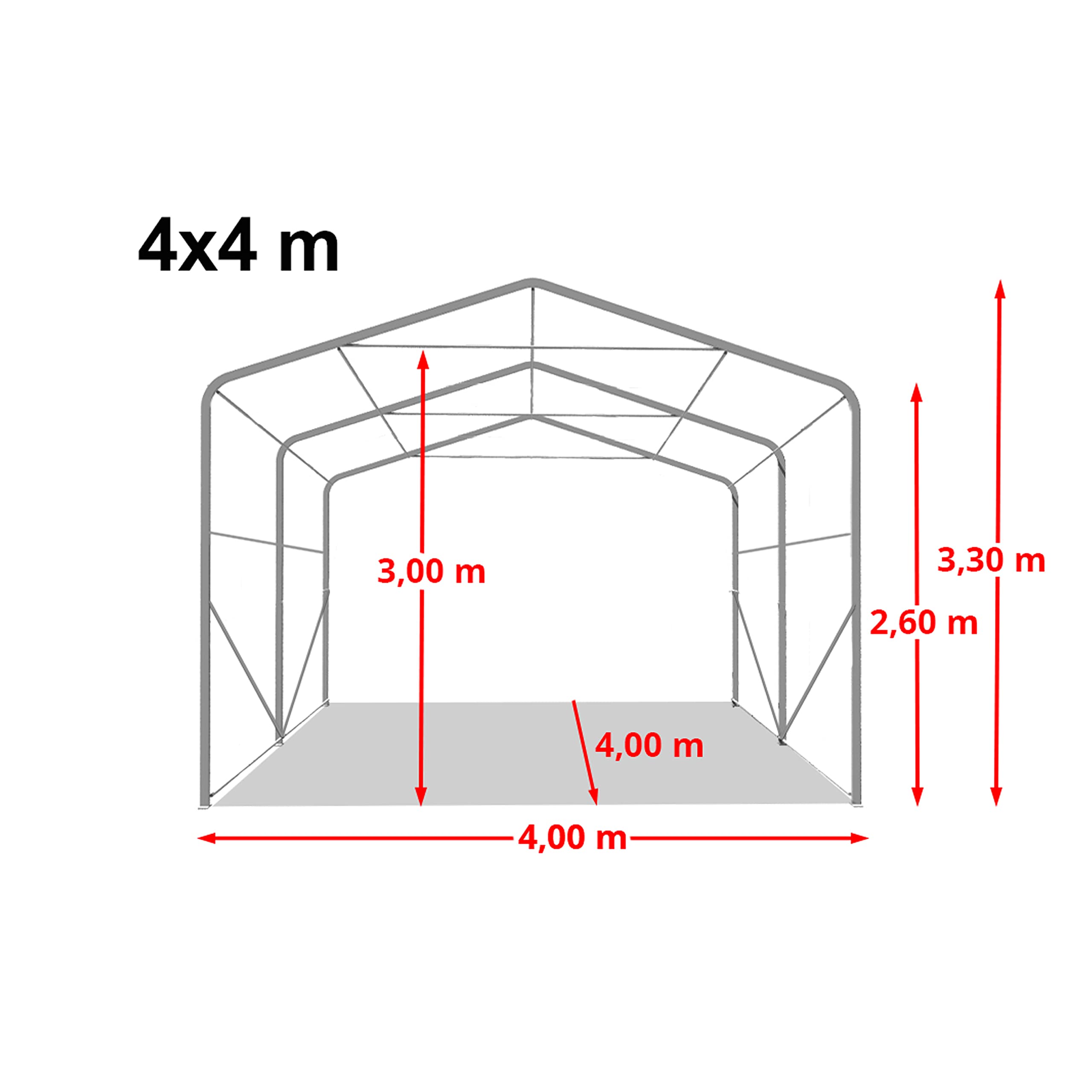 TOOLPORT Weideunterstand 4x4 m PVC Plane 850N Lagerzelt Unterstand grün für Erduntergrund