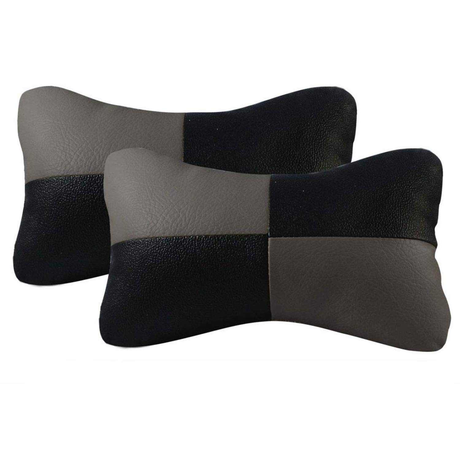 TOUCH OF MODERN� PU Leather Car Headrest Neck Head Pillow Cushion with Adjustable Straps SUV Travel Seat (Black and Grey, 2 Pcs) for Hyundai I10-image-45