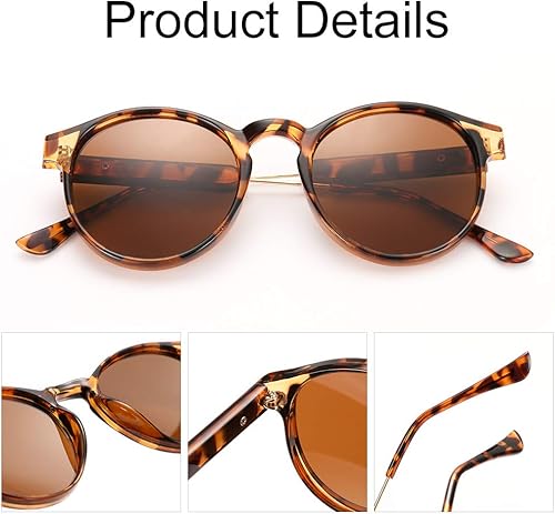 Miniatura 4 de Lentes de sol polarizados para mujer, estilo retro, redondos, estilo vintage