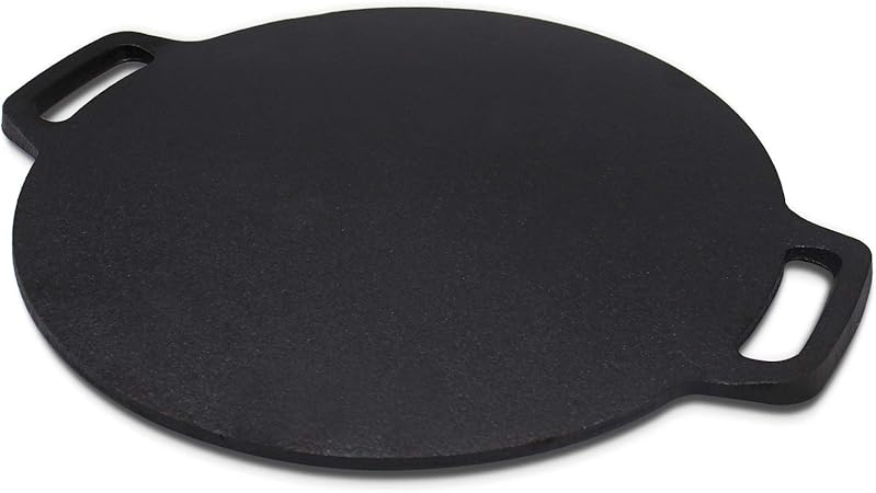 12.6-Inch Cast Iron Roti Tawa, Double Handled Cast Iron Crepe