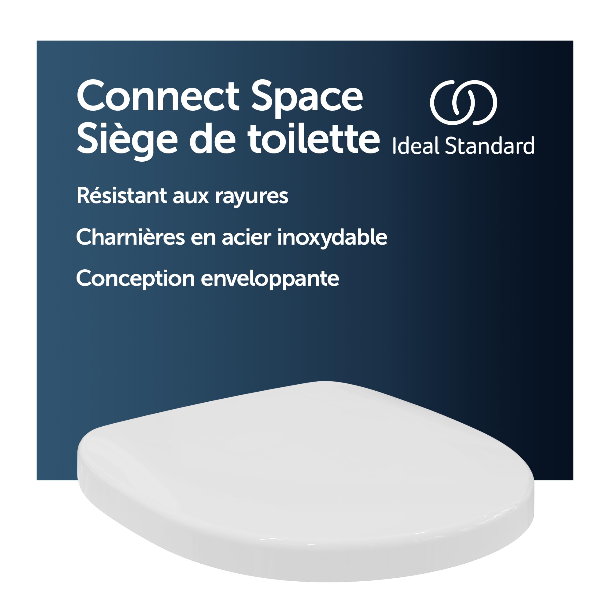 Ideal Standard Abattant WC E129001 Connect Space, Lunette WC recouvrant, Blanc - 39 cm long