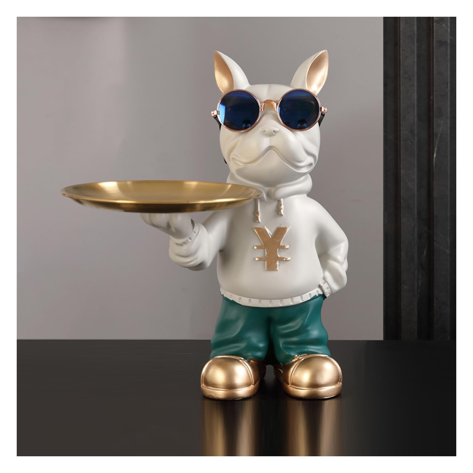 KFGISD, Dog Deco Statue for Key Storage, Candy Jewellery, Earrings, Bulldog Deco Key Bowl, with Tray,Blue,Key Tray(Dog B)