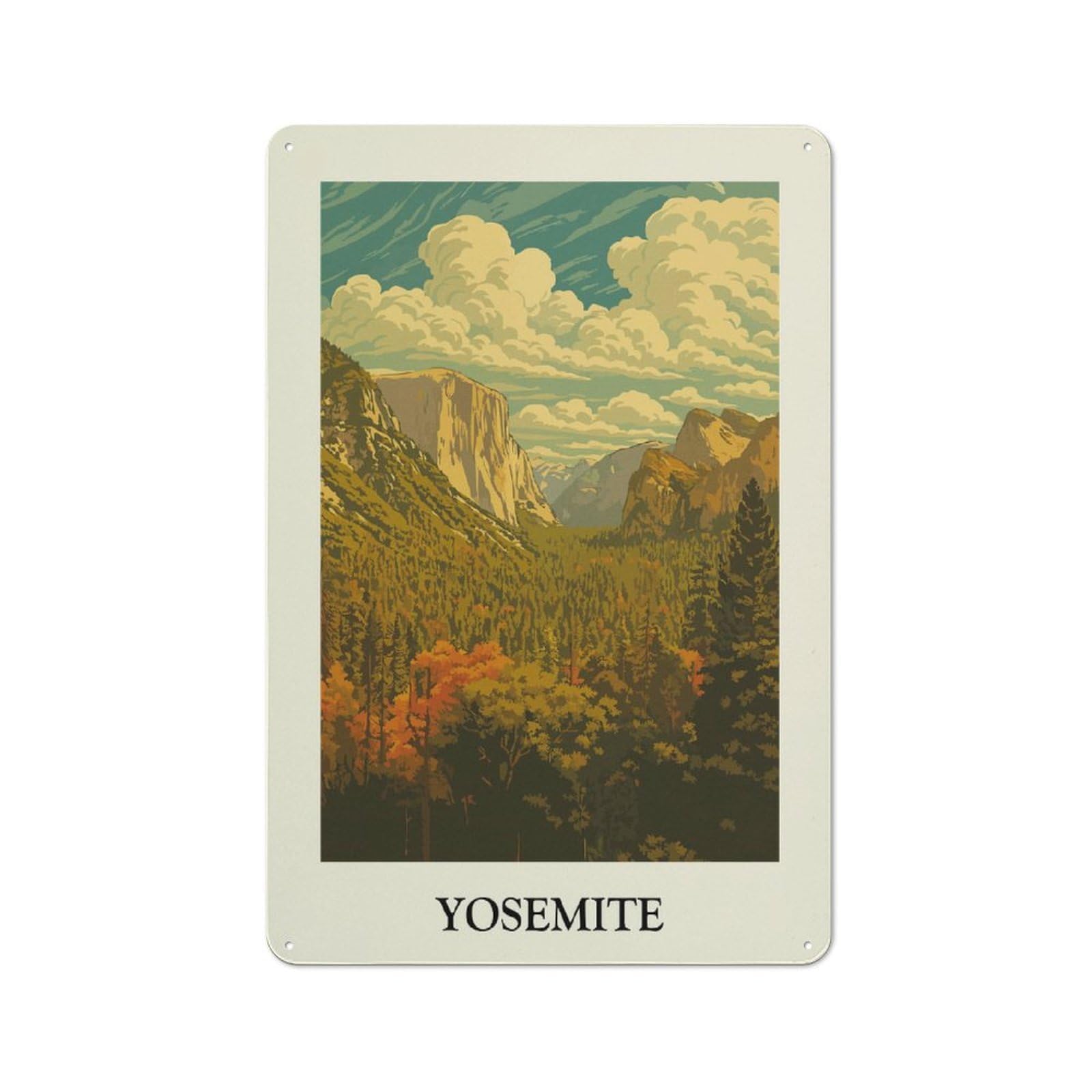 Junmoney Style-6 Retro-Style Tin Sign 30X20cm Featuring Yosemite National Park Landscape Art For Hallway Wall, For Garage, Workshop And Man Cave Decoration
