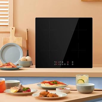 Panana Induction Hobs, Black Glass Built-in 4 Zone 7600W 60-centimetre Electric Induction Cooker with Sensor Touch Control