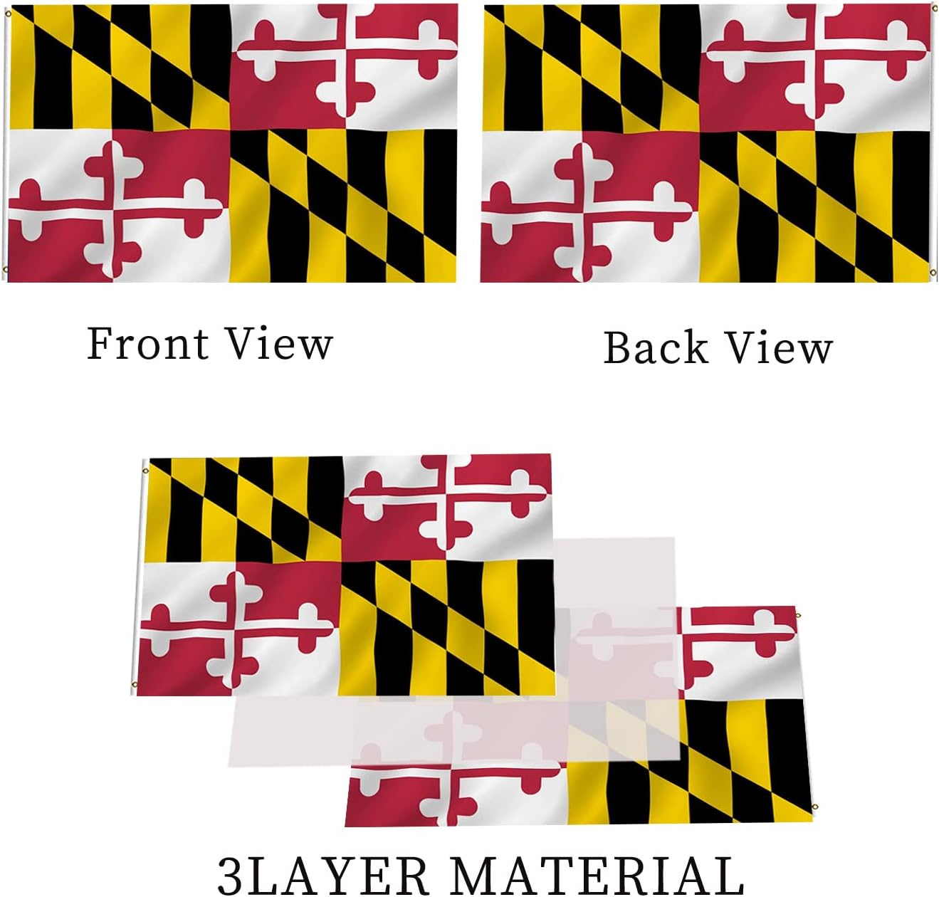 Maryland Sates Flags 3x5 Double Sided Outdoor MD Maryland Flags Heavy Duty 3 Ply with Durable Canvas Header and Brass Grommets Vivid Colors - Image 3
