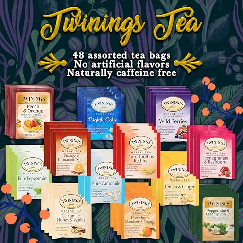 Tea Bunch Twinings 48 Assorted Tea Bags Variety Pack, 12 Flavors Tea Assortment, Tea Sampler Set With 20 Honey Sticks For Tea thumb #1