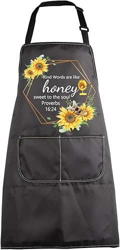 MBMSO Delantales cristianos Proverbios 1624, regalos religiosos, delantal con versículo bíblico con bolsillos, palabras amables son como miel,
