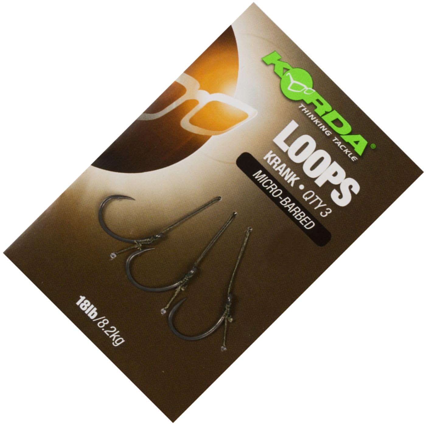 Korda Loops Rigs Krank Barbed Size 8 – Pre-Tied Carp Fishing Hook Links – Easy Combi Rig Setup with Durable Braided Material – 3 Per Pack, Ideal for Carp Anglers