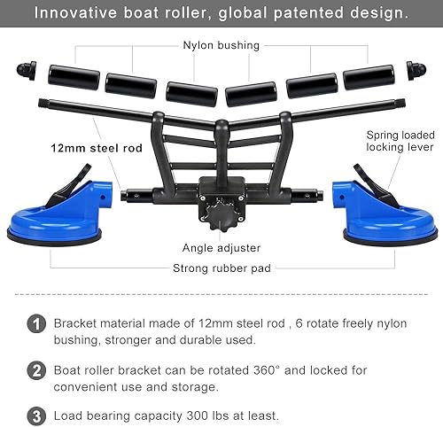 Miniatura 6 de Dolibest Kayak Roller, Boat Roller Loader with Heavy-Duty Suction Cups, Kayak Loader Assist System for Mounting Kayaks and Canoes to Car Tops