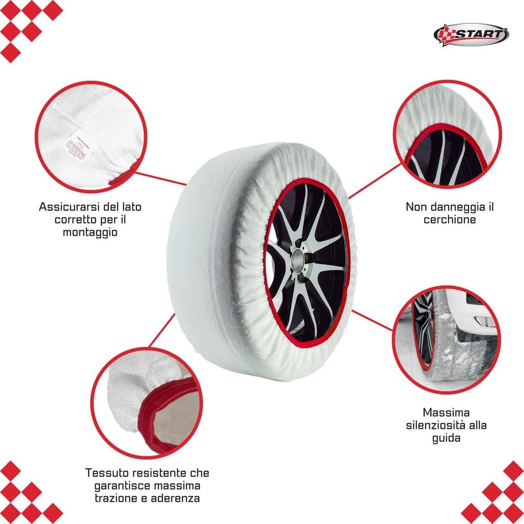 Start Chaussettes de neige taille M adaptées pour voitures SUV et véhicules commerciaux n'endommagent pas les jantes et faciles à monter