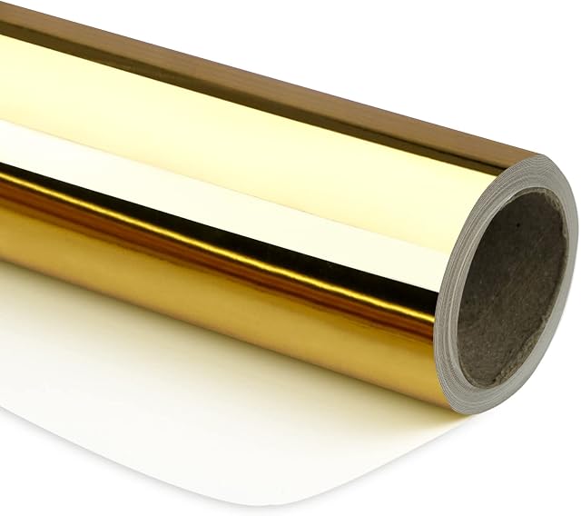 RUSPEPA Gold Metallic Wrapping Paper - Solid Color Paper Perfect for Wedding, Birthday, Christmas, Baby Shower - 17.5 Inches X 32.8 Feet