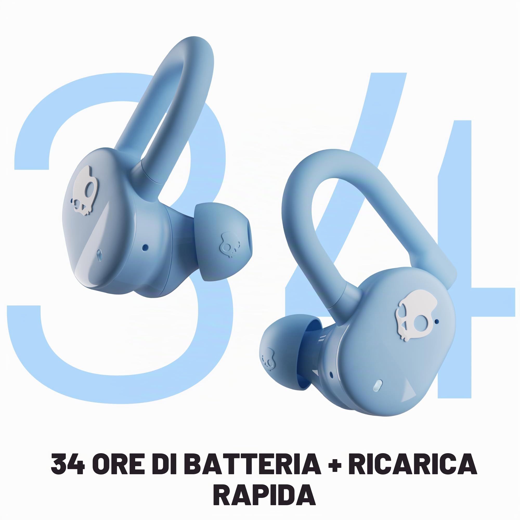 Skullcandy Push Play Active Auricolari Wireless Bluetooth In-Ear con Microfono, 34 Ore di Autonomia, Modalità Stay-Aware, Compatibili con iPhone e Android, Preppy Summer