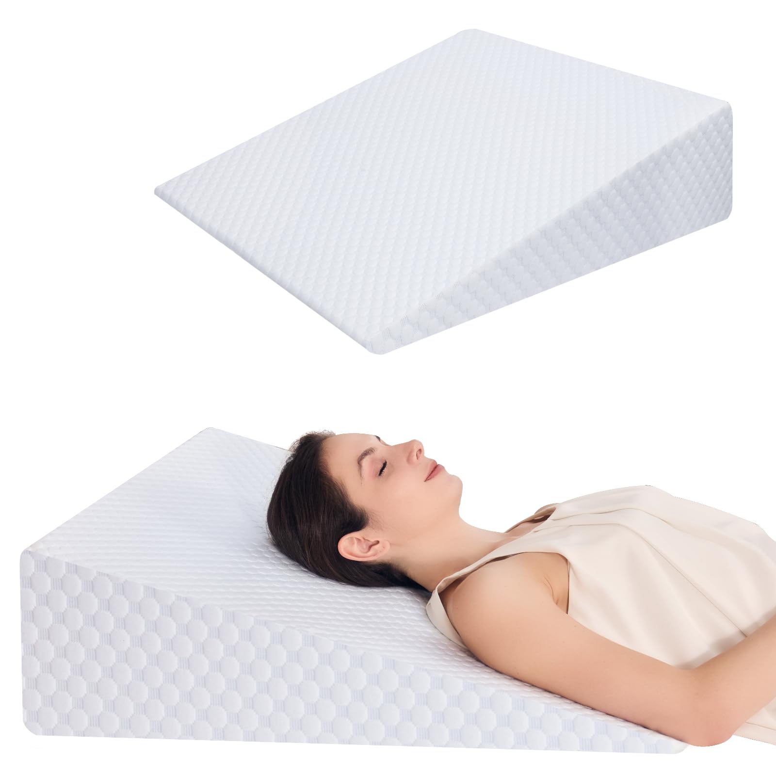 Generisch Almohada de cuña, almohada de reflujo para cama y sofá, incluye funda de almohada, lavable a máquina, para apoyar las piernas y las rodillas, apnea del sueño, alivio de la acidez estomacal