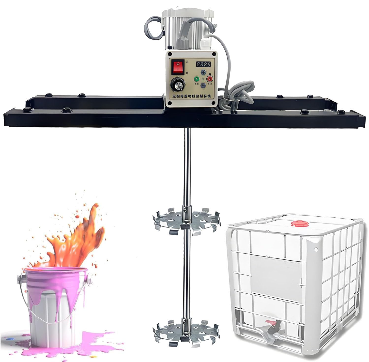 YNBSHGAA Electric Tank Mixer Machine, 2100W Agitator with Speed Adjustment 200-3000 RPM, Suitable for Mixing Up to 1000L Paint and Other Liquids,C