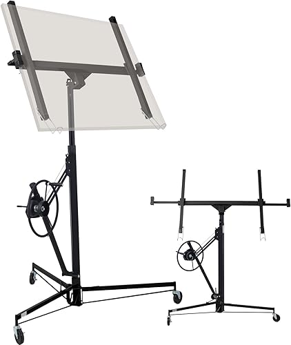 Elevador de paneles de yeso de 11 pies, panel de elevación de paneles de yeso resistente de 150 libras con brazo telescópico ajustable de 360 y 3