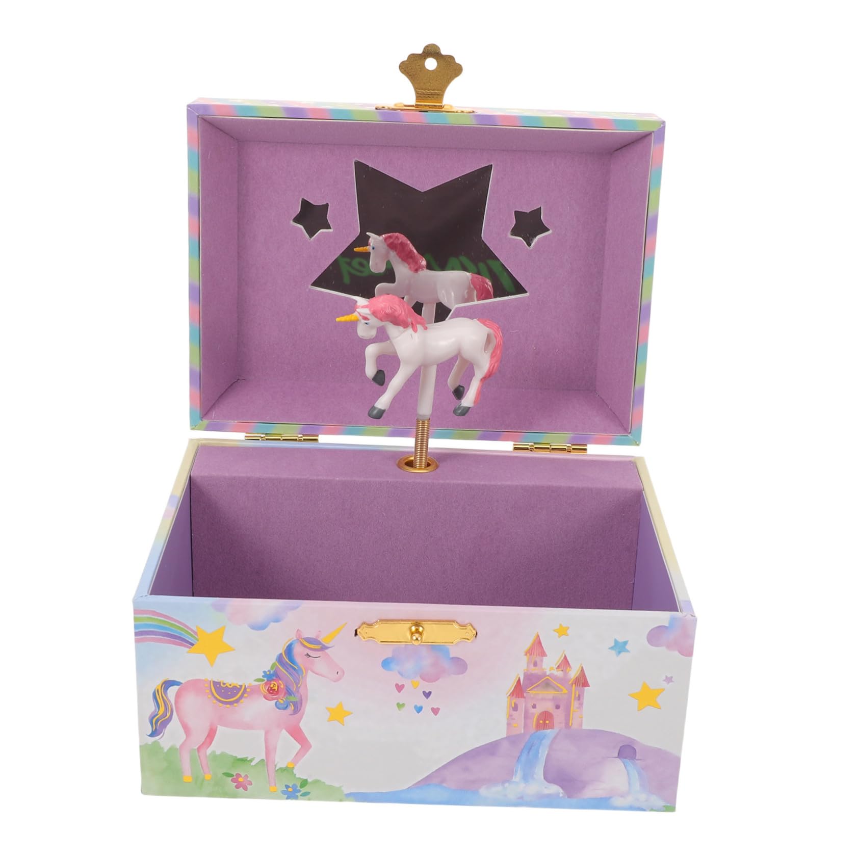Joyero Musical de Unicornio para Niña con Almacenamiento Versátil de Madera y Metal, Caja Decorativa para Habitación Infantil y Obsequio de Cumpleaños