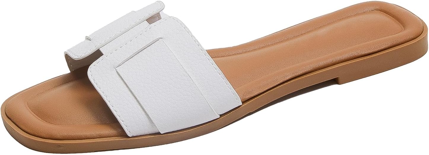 Stratuxx Kaze Womens Flat Sandals Flat Slide Sandals White