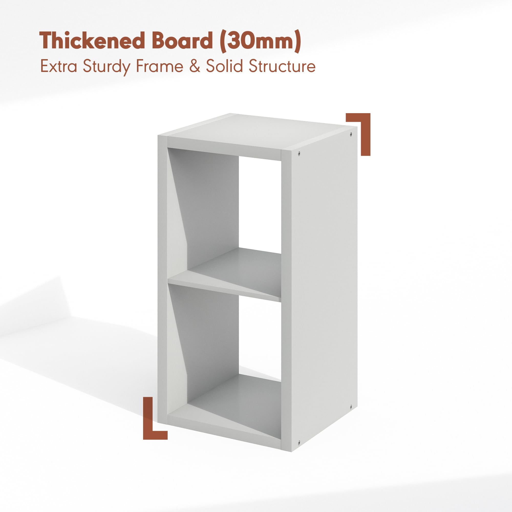 Furinno Cubicle Plattenspieler Regal mit Vinyl Aufbewahrung, 2-Würfel 1.2 Extra Dicke Vinyl Aufbewahrung, Offen Rückseitiges Medienregal für CD DVD Blueray Spiel Discs, für Wohnzimmer, Hellgrau