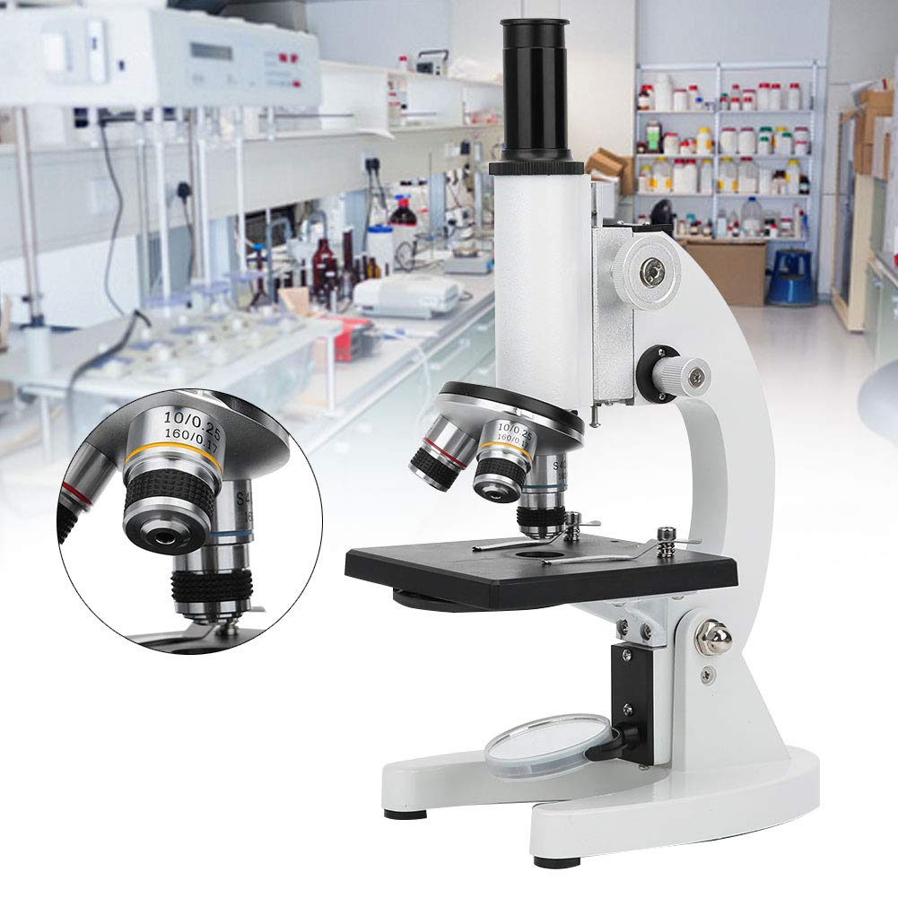 Cocoarm XSP 640X Microscopio Monoculare Microscopio Meccanico in Ferro e ABS da 40X a 640X con 3 Lenti Obiettivo Messa a Fuoco Fine e Grossolana per Studi di Biologia Didattica in Laboratorio