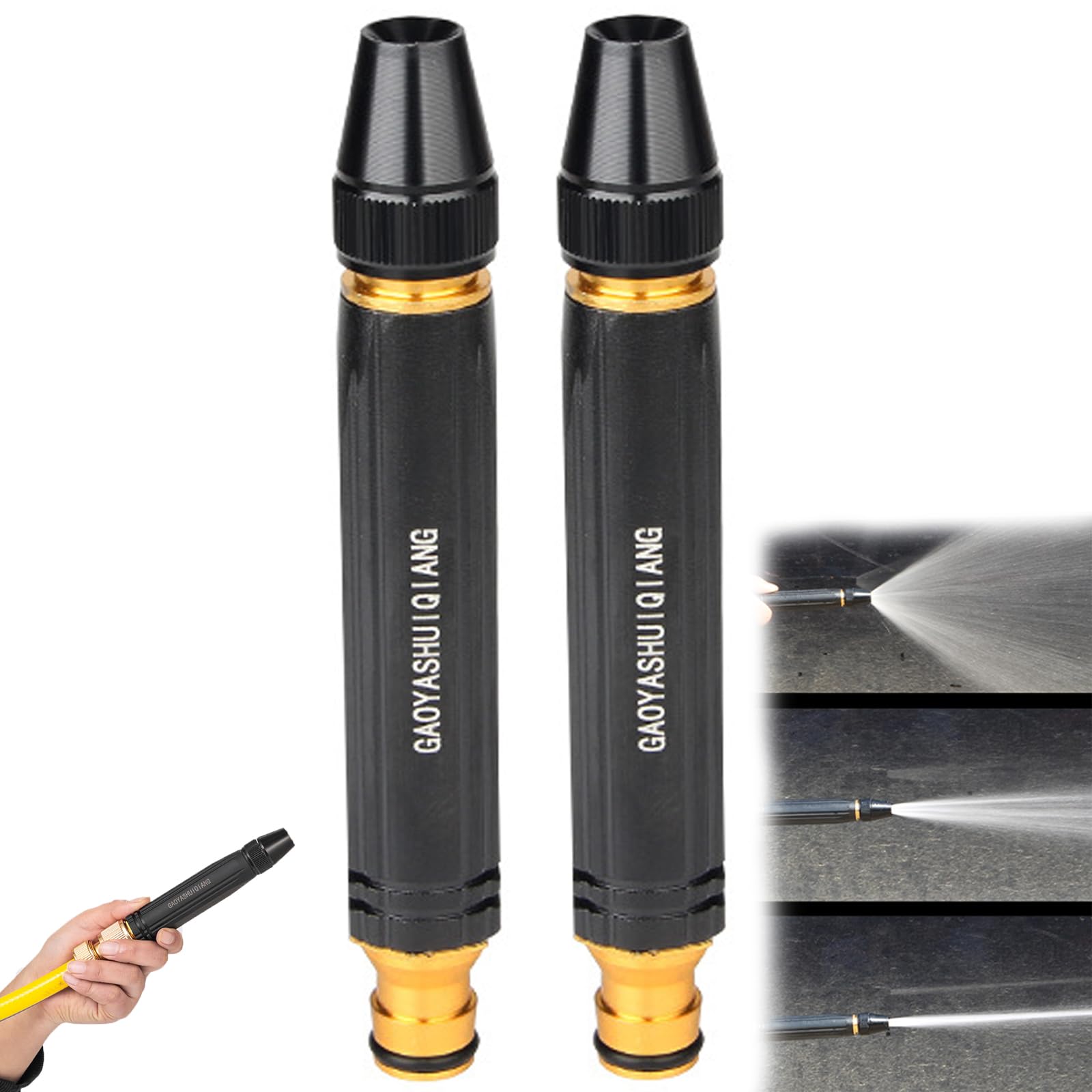 Guuthqor 2Pcs Heavy Duty Adjustable Twist Hose Nozzle Jet Sweeper Nozzle,Home High-Pressure Car Wash Water Gun With Booster Nozzle,For Watering Plants And Vegetables And Car Washing (2Pcs)