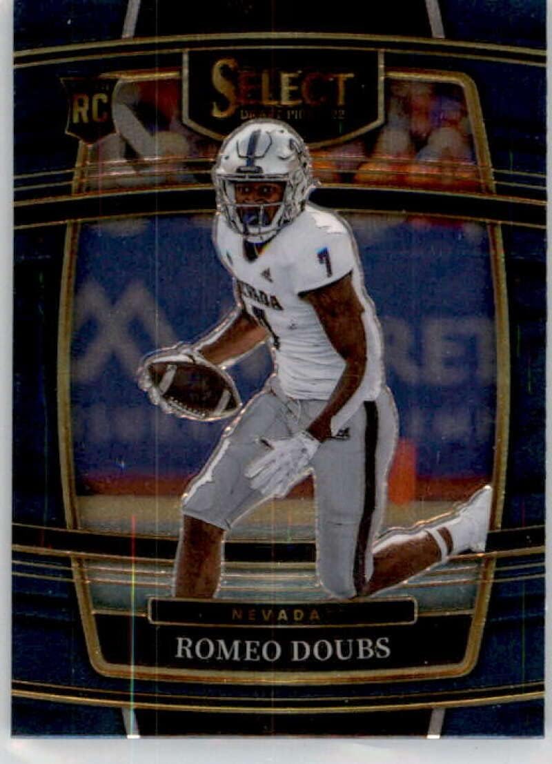2022 Panini Select Draft Picks Blue #16 Romeo Doubs Nevada Wolf Pack Concourse RC Rookie Card Official NCAA Football Card in Raw (NM or Better) Condition
