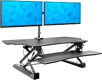 Vista 1 de Mount-It! Standing Desk Converter Height Adjustable 47" Extra Large Wide Stand Up Desk Riser, Dual Monitor Arm Mounts, Stand Up Desk Convertor with