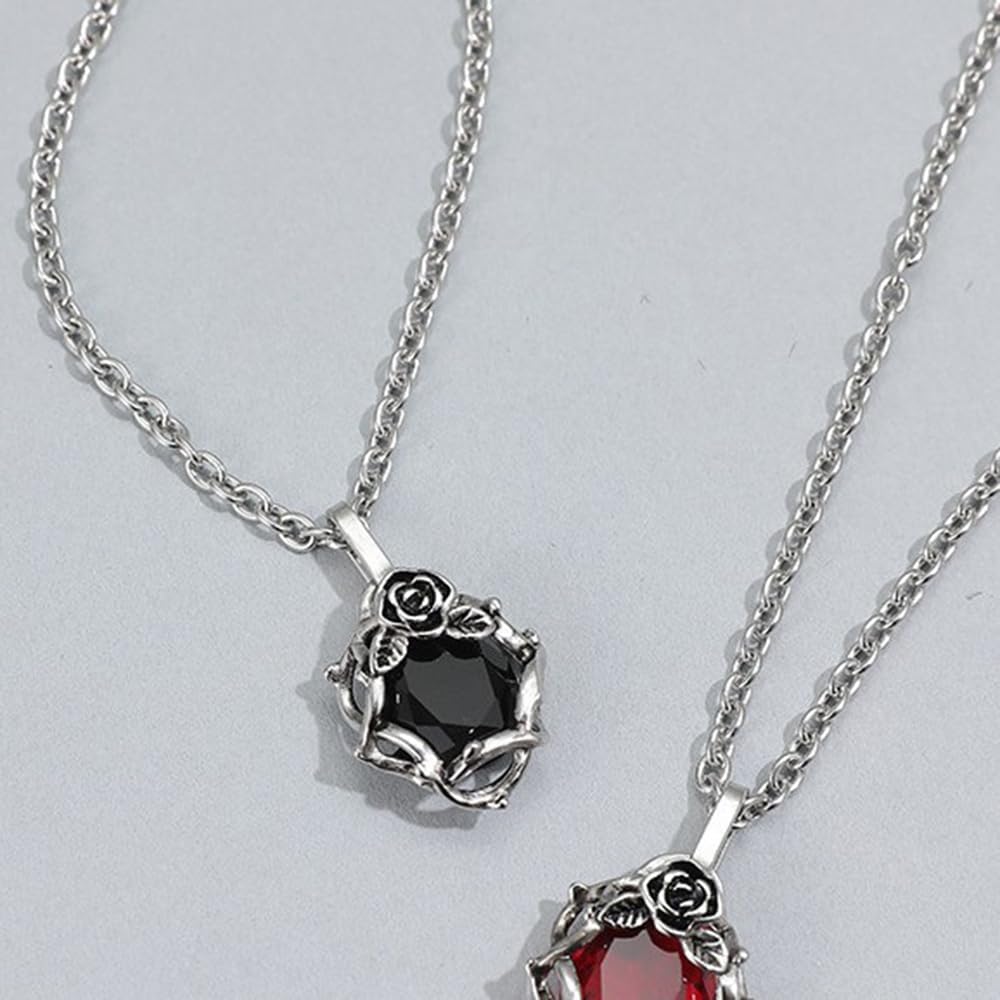 OIDIMS Vintage Rose Pendant Necklace Cubic Zirconia Floral Jewelry for Women Men Adjustable Chain Romantic Jewelry for Valentine's Anniversary CZ Crystal Flower Leaf Design - Image 5