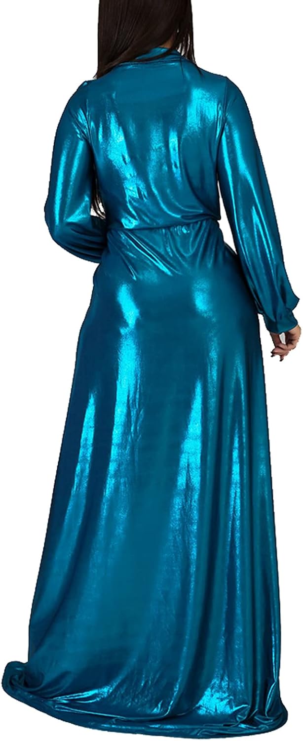 BestGirl Formal Long Sleeve Dress for Women Sequin Bodycon Ruched Sparkly Dresses - Image 2