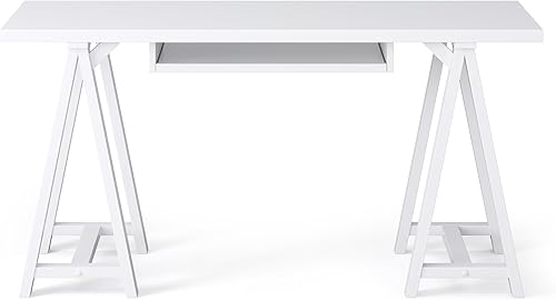 Miniatura 126 de SIMPLIHOME Sawhorse - Mesita de noche de madera maciza de 24 pulgadas de ancho, moderna, industrial, color gris envejecido, para sala de estar y
